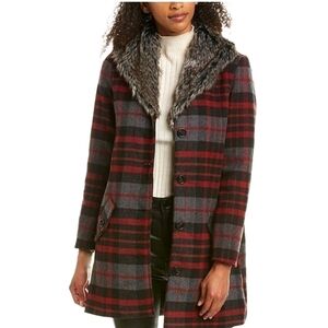 Jack BB Dakota Faux Fur Gingham Plaid Coat Shacket small medium